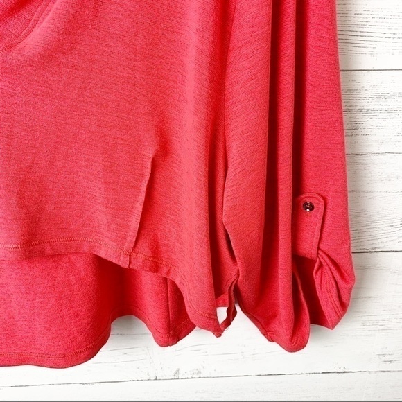 𝅺LOLE Peppermint Pullover Lightweight Cropped Hoodie Hot Pink Roll Tab Sleeves - Picture 4 of 13
